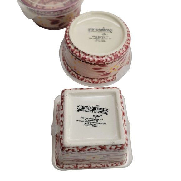 Temptations Old World Red Round and Square Storage Containers Lot by Tara PD23 - Picture 4 of 7